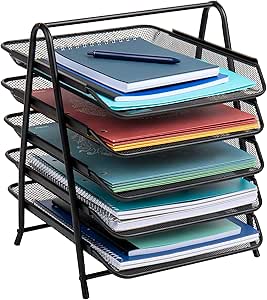 Organizador de mesa Mind Reader com 5 bandejas deslizantes para cartas, documentos, correio, arquivos, papéis, preto