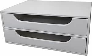 Organizador 2 Gavetas Branco Folha Sulfite A4 Base para Monitor Suporte de Monitor