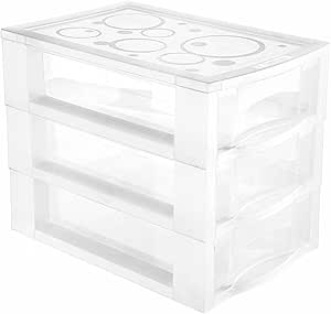 Ordene - Gaveteiro Plástico Médio com 3 Gavetas, Cor Cristal, Linha Bel, Ordene