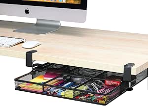 Organizador de gaveta embaixo da mesa, acessório de malha de metal, 1 gaveta deslizante para fora, organizador para dentro ou embaixo da mesa para materiais de escritório e itens essenciais para casa