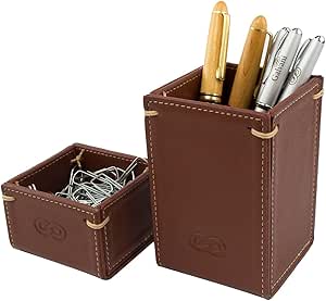 Porta Clips e Canetas LOGIS em Couro (Pinhão)