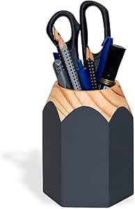 Geguton - Porta Caneta Lápis - Organização Divertida - Charme e Sofisticação - Grafite Fosco/Pinus