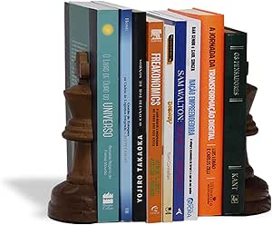 Porta Livros Rei Xadrez Madeira Pinus - Organizador de Livros Sofisticado