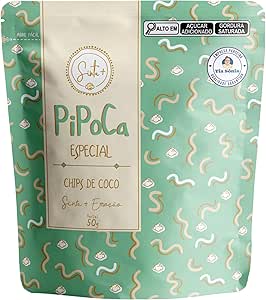 Pipoca Chips de Coco Sinta+ Pacote 50g - Snack Artesanal Crocante, Com Caramelo Mascavo - Vegano, Sem Glúten e Lactose